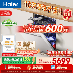 海尔 麦浪W5000Plus2.0白系列 EYZW2286U1 嵌入式洗碗机 163L