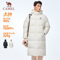 骆驼 火神中长款羽绒服女男90%绒子加厚外套 J35CR0L0011 暖白 M
