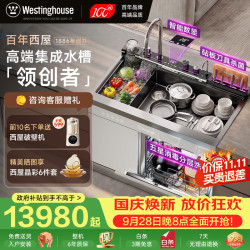 西屋电气 西屋集成水槽白色洗碗机超声波果蔬清洗家用双层变频分层洗14套洗碗机一体机 JCX-S9L 配净水器款