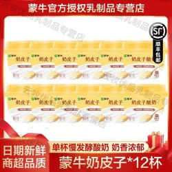 蒙牛 阿慕乐奶皮子酸奶原味风味酸牛乳135g*12杯正宗奶皮子酸奶