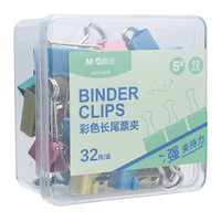晨光 文具 5#19mm 32只 方盒系列彩色长尾夹金属票据夹 经济型燕尾夹 办公用品 ABS916PQ