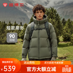 坦博尔 羽绒服男短款宽松休闲90绒连帽外套潮冬装TF236353 深铬绿 XL (180)