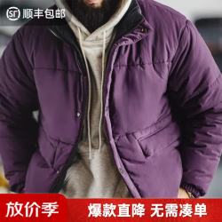 马登 工装双面穿男士棉服山系加厚保暖短款袄子美式立领棉衣男冬外套 紫色  L