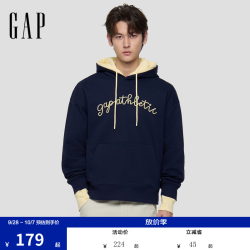 Gap 男女装秋季logo刺绣毛圈套头连帽卫衣休闲上衣854715 海军蓝 XL (180/100