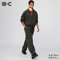 优衣库 宽松运动长裤/裤脚抽绳常规款男女装合作款482314 486303 486303/59墨绿色