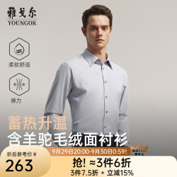 雅戈尔 长袖衬衫男品质混纺双面起毛绒面衬衫柔软 蓝色小格纹VLRM119692HKA