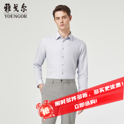 雅戈尔 长袖衬衫隐条纹优雅商务易打理高端男衬衣 灰色隐条纹 40 （175/92Y）