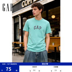 Gap 男女装秋季款纯棉字母logo短袖T恤多色上衣美版570044 霜蓝色 M 美码 L亚洲码180/
