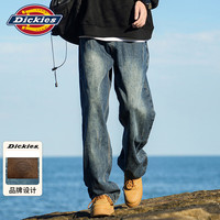 Dickies 牛仔裤男士复古阔腿休闲裤秋冬季美式潮牌宽松直筒长裤子男