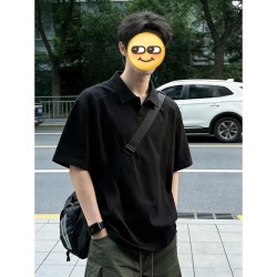 黑盒白 cleanfit短袖polo衫男士夏季款重磅美式正肩半袖t恤HHB28黑色XL