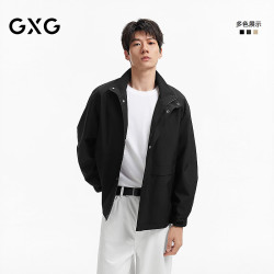 GXG 男装微廓肌理行政夹克立领口袋设计茄克外套 黑色 175/L