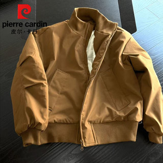 皮尔·卡丹 美拉德立领飞行夹克棉服 棕色 M