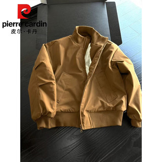 皮尔·卡丹 美拉德立领飞行夹克棉服 棕色 M