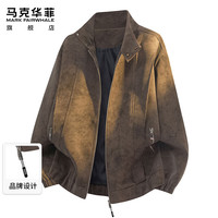 马克华菲 pu皮衣男款春秋季美式复古外套男士潮牌休闲机车夹克男装上衣服