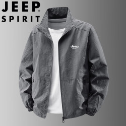 JEEP SPIRIT 吉普夹克男士春秋季户外运动宽松休闲立领上衣外套 深灰 XL