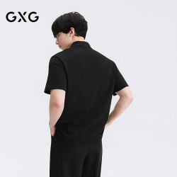 GXG 男装 微廓半拉链肌理翻领通勤宽松POLO衫短袖t 2026夏季新品