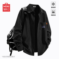 名创优品 衬衫男日常上班通勤轻商务衬衣秋季百搭款灯芯绒外套B 黑 XL