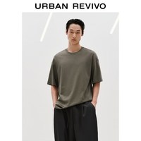 URBAN REVIVO UMM460070 棉质圆领短袖T恤 卡其绿 XS