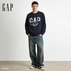 Gap 男女装2026春季款印花logo宽松圆领长袖卫衣休闲上衣854294
