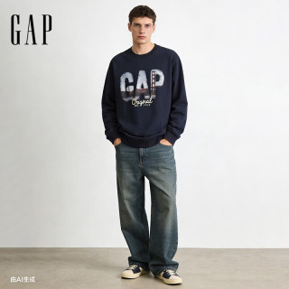Gap 男女装2026春季款印花logo宽松圆领长袖卫衣休闲上衣854294