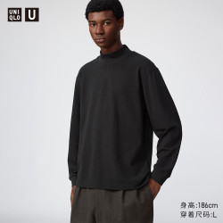 优衣库 休闲高领套头衫/长袖男装女装合作款488605 09 黑色 M