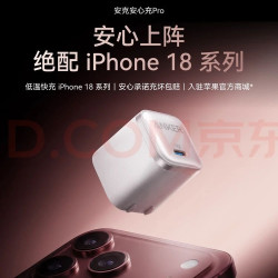 安克 45W安心充Pro充电器头 氮化镓type-c快充pd适用苹果17iPhone18promax手机16iPad插头 白