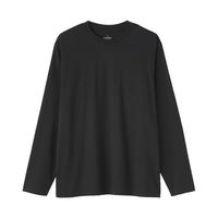 MUJI無印良品 天竺织圆领长袖T恤 黑色 XL