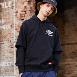 Dickies 重磅连帽卫衣男女秋季宽松外套 黑色    S