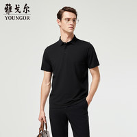 雅戈尔 26夏季新款青年商务休闲短袖高端POLO衫 黑色 L（推荐135-150斤）