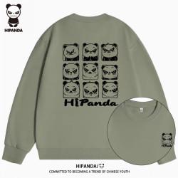 HIPANDA 卫衣男2026春夏九宫拼图印花情侣款潮牌宽松时尚外套浅豆绿XL