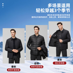 罗蒙 羽绒服男冬季新款中老年爸爸装可拆卸内胆羽绒外套加厚保暖干部装