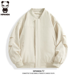 HIPANDA 夹克男春夏外套潮流百搭立领宽松潮牌情侣装卡其2XL