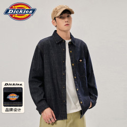 Dickies 长袖衬衫男士外套牛仔原色丹宁宽松工装衬衣春秋季休闲上衣服
