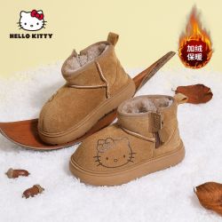 Hello Kitty HelloKitty儿童雪地靴2026冬季新款女童二棉鞋潮女孩高帮加绒棉靴