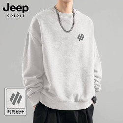 JEEP SPIRIT 吉普卫衣男重磅圆领外套男士宽松秋冬季纯色长袖T恤上衣服