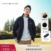 TOMMY HILFIGER 春夏男装潮流休闲可收纳帽风衣款软壳夹克 经典黑 S