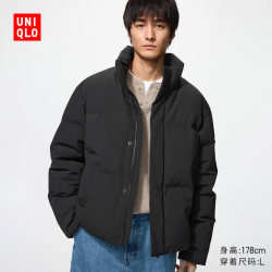 优衣库 无缝羽绒茄克男装外套夹克492561 09 黑色 XS