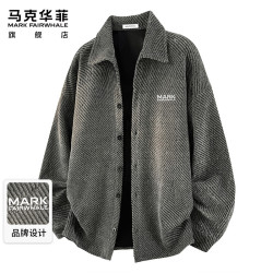 马克华菲 外套男士春秋季纹理感休闲开衫夹克男士宽松上衣服 深灰色 L