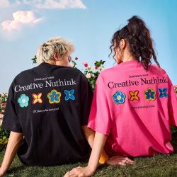 nuthink 花瓣花卉刺绣美式复古潮牌短袖T恤宽松情侣男女2025夏新款