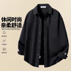 马克华菲 休闲时尚男款长袖上衣百搭春秋户外简约翻领开衫外套潮流男式衬衫