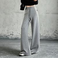 Dickies 高腰抽绳阔腿裤女垂感软糯松紧腰宽松拖地休闲长裤慵懒风针织卫裤