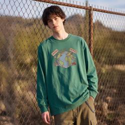 Dickies 长袖t恤男套头百搭宽松复古地球印花帅气打底衫