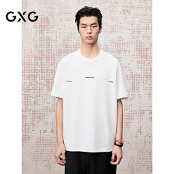 GXG 男装[商场同款]圆领T恤分割线短袖针织25夏新品G25X442103 本白色 L