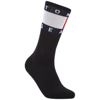 TOMMY HILFIGER 美式潮流拼色旗标字母提花中筒袜