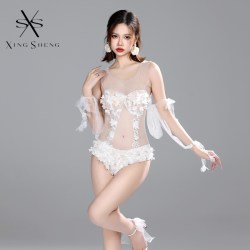 型盛 游泳衣女连体白色花瓣超仙仙女范显瘦遮肉性感纯欲修身高级感