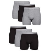 HANES 男士平角内裤男 纯棉透气干爽舒适宽松跑步加长款 多件装 6 Pack - Black/Gray XX-Large