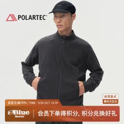 蓝岐 格子抓绒舒适保暖功能性POLARTEC插肩袖开衫卫衣男 洱海暮蓝 M