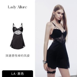 LADYALLURE 「LA」浮生若梦丨性感吊带蕾丝薄款睡衣网纱显瘦纯欲女美背睡裙