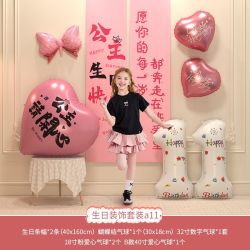 渡鹊桥 10岁公主生日背景布挂布条幅女孩儿童派对场景布置仪式感装饰5十6 11岁公主条幅+气球