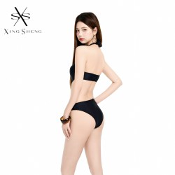 型盛 泳衣女新款高级热辣性感纯欲显白黑色温泉绝美度假三角连体比基尼
